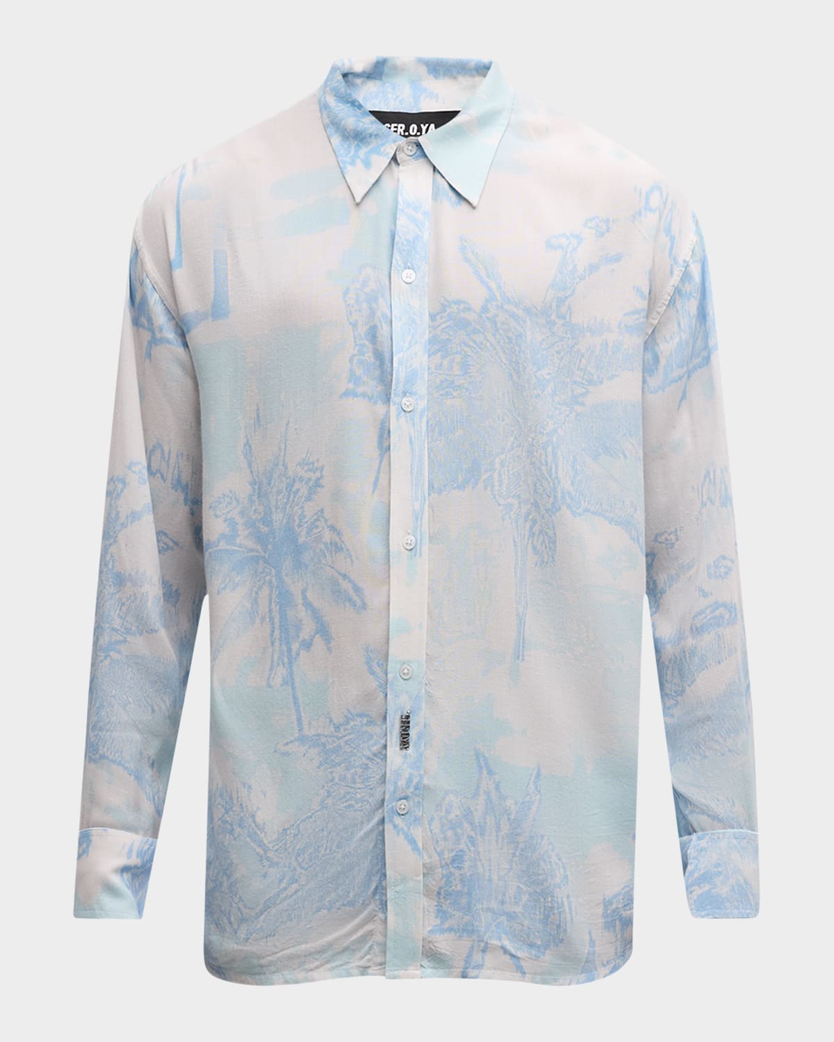 Shop Ser.o.ya Men's Lawson Watercolor Palms Sport Shirt In Blue Palm