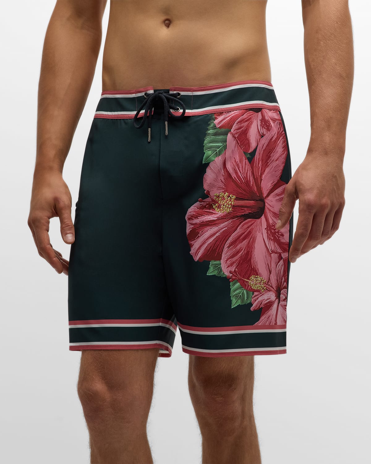 Shop Ser.o.ya Men's Grant Hibiscus Swim Shorts In Hibiscus Print
