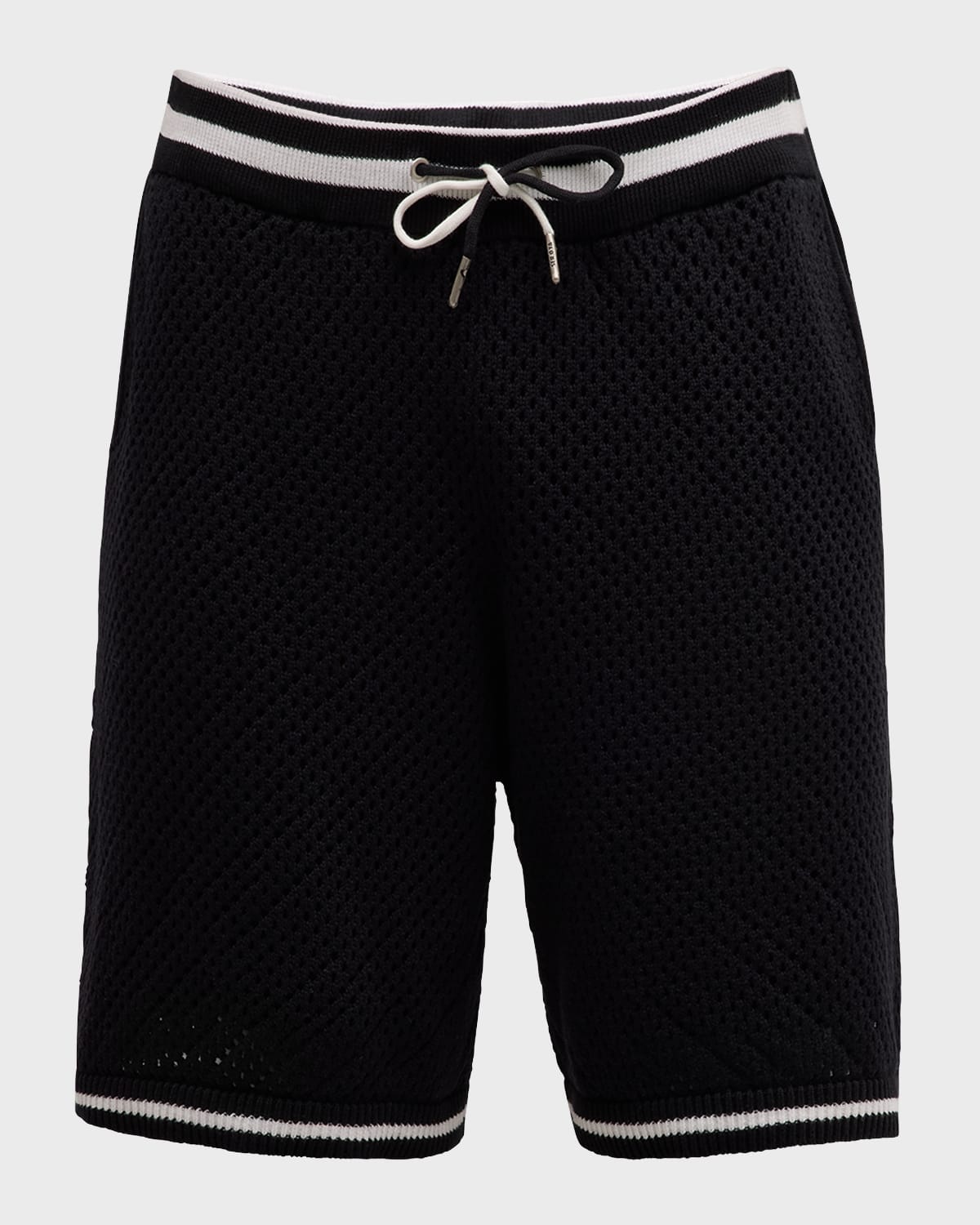 Shop Ser.o.ya Men's Logan Cotton Crochet Drawstring Shorts In Black/white