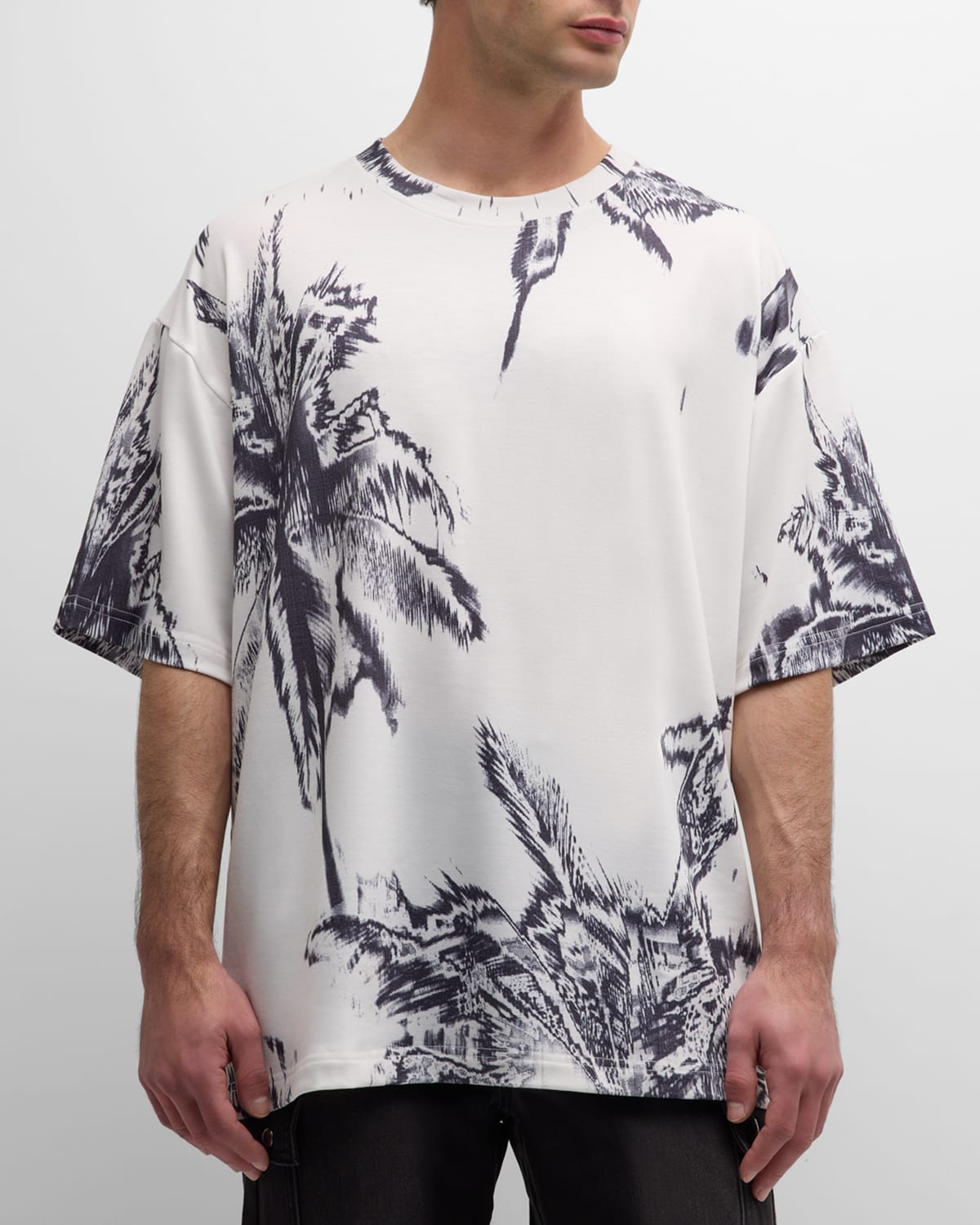 Shop Ser.o.ya Men's Palmer Oversized T-shirt In White/grey Palm