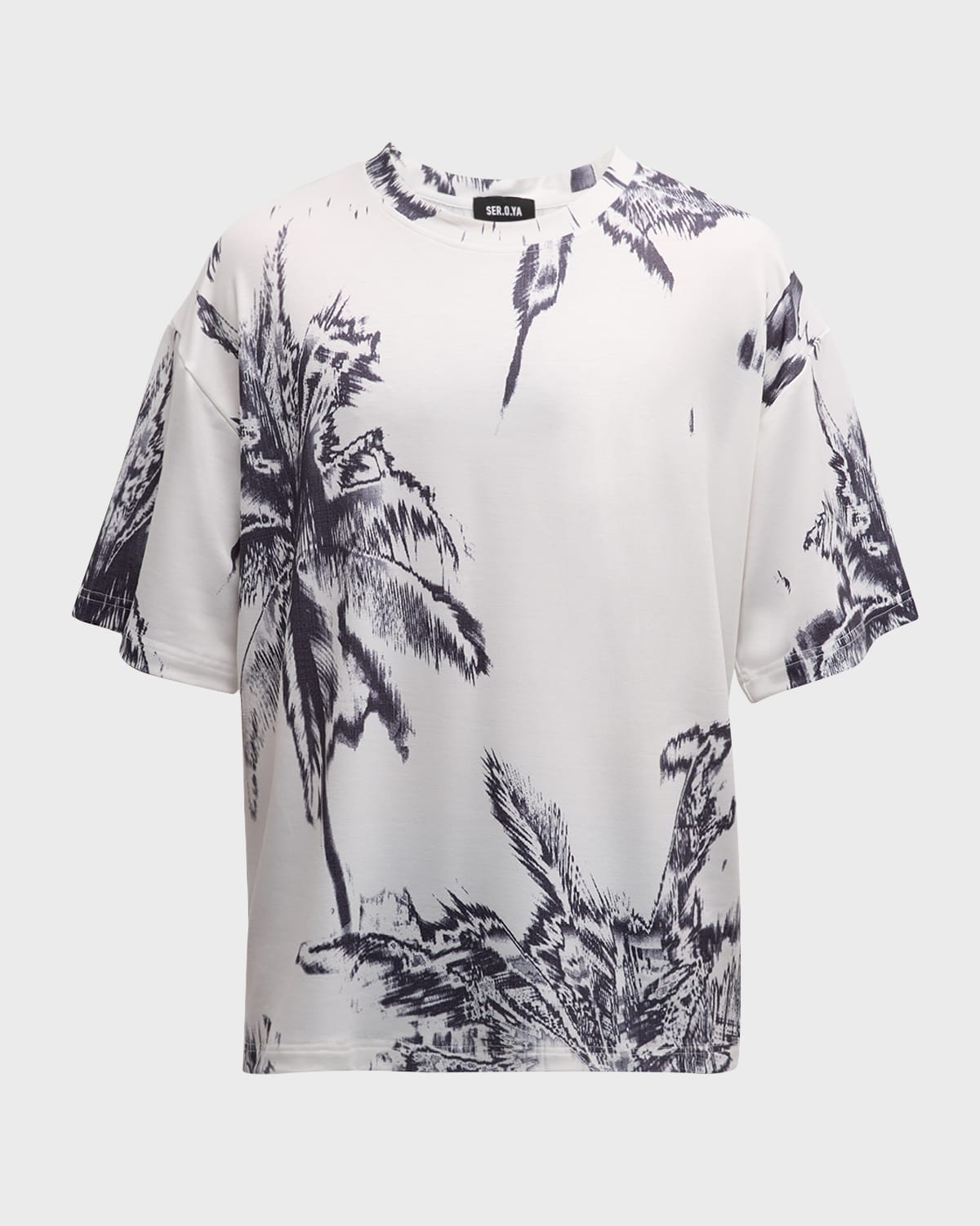 Shop Ser.o.ya Men's Palmer Oversized T-shirt In White/grey Palm