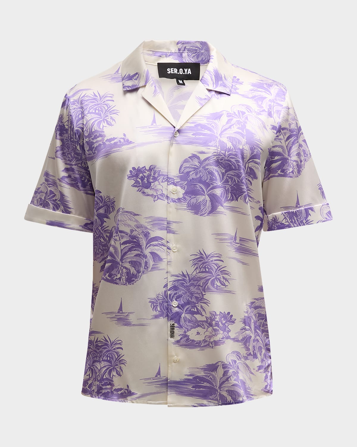 Shop Ser.o.ya Men's Brenden Island Silk Button-front Shirt In Lavender Island