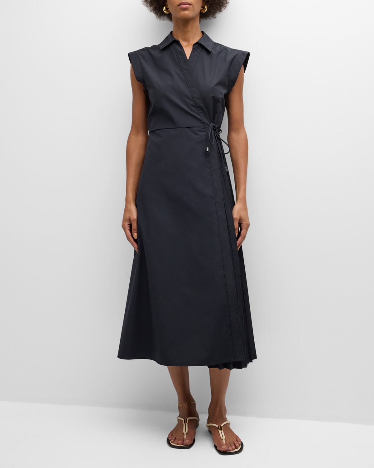 Shop Tanya Taylor Shivon Cap-sleeve Midi Wrap Dress In Black