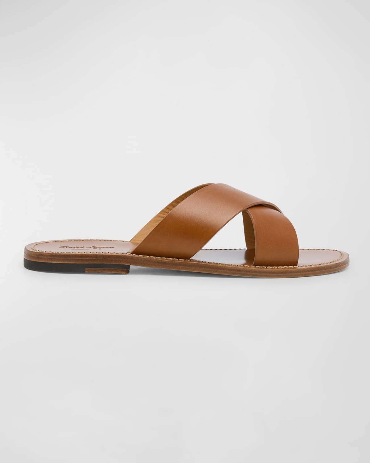 Men's Calf Leather Crisscross Slide Sandals