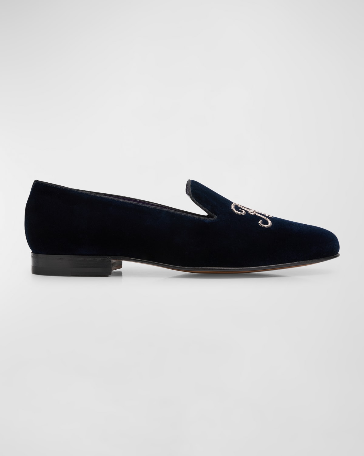 Shop Ralph Lauren Men's Alonzo Rl Velvet Loafers In Navy Mu