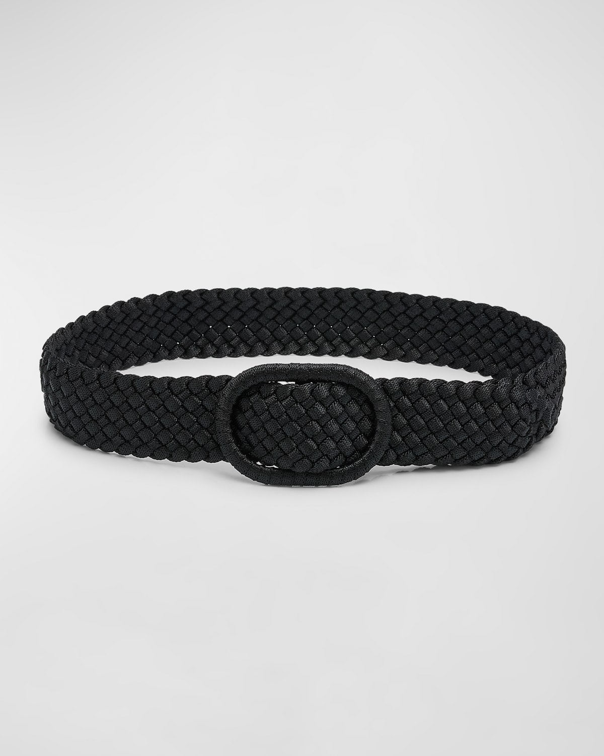 Shop Totême Wide Braided Nylon & Leather Belt In Black