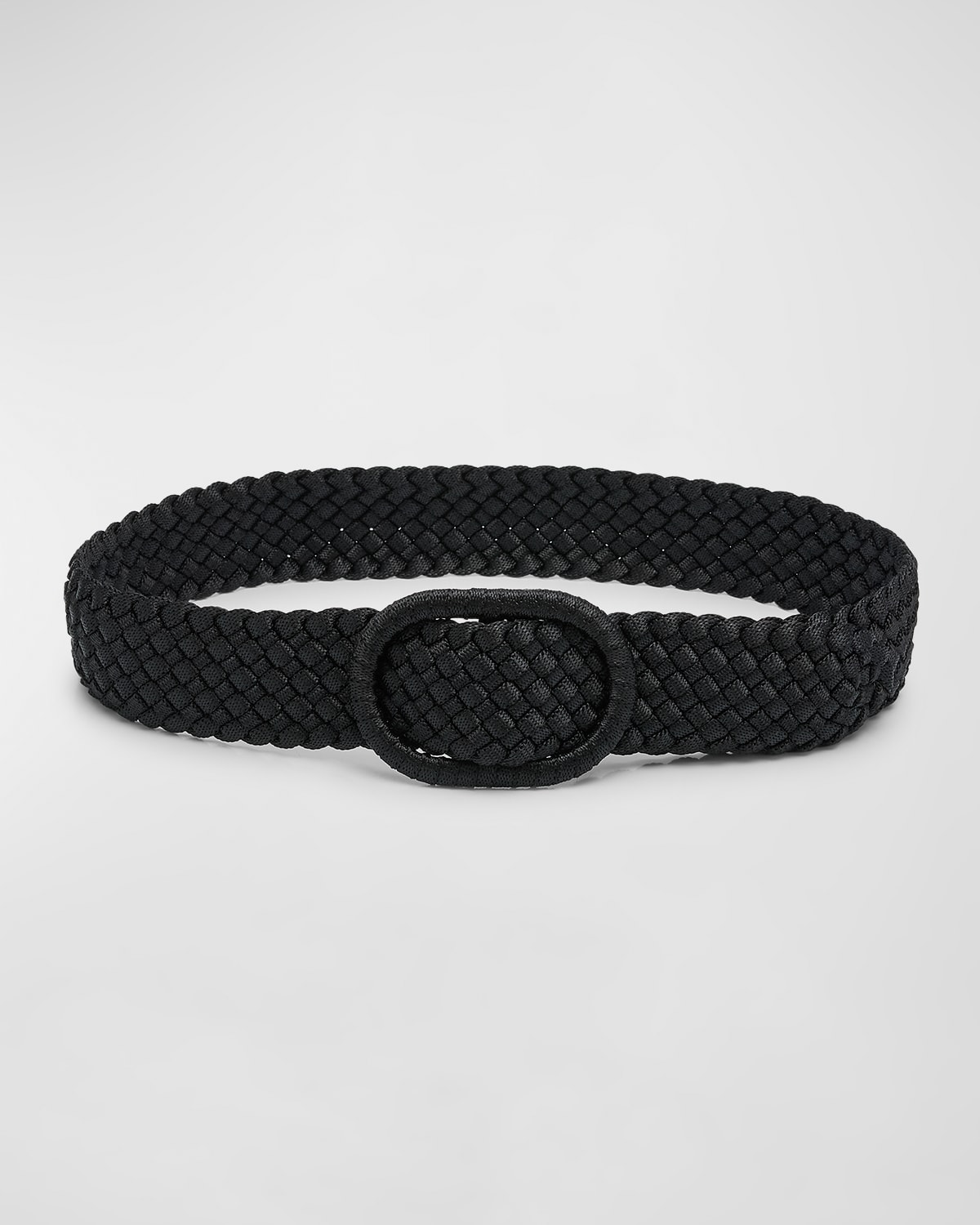 Totême Wide Braided Nylon & Leather Belt In Black