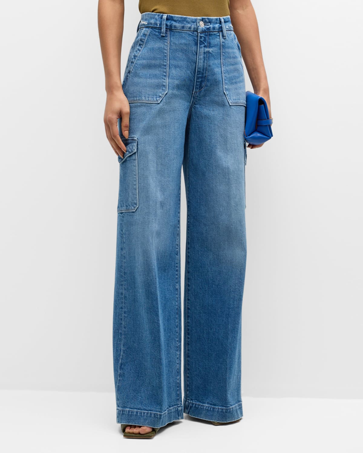 Shop Paige Harper Wide-leg Utility Jeans In Valen Distressed