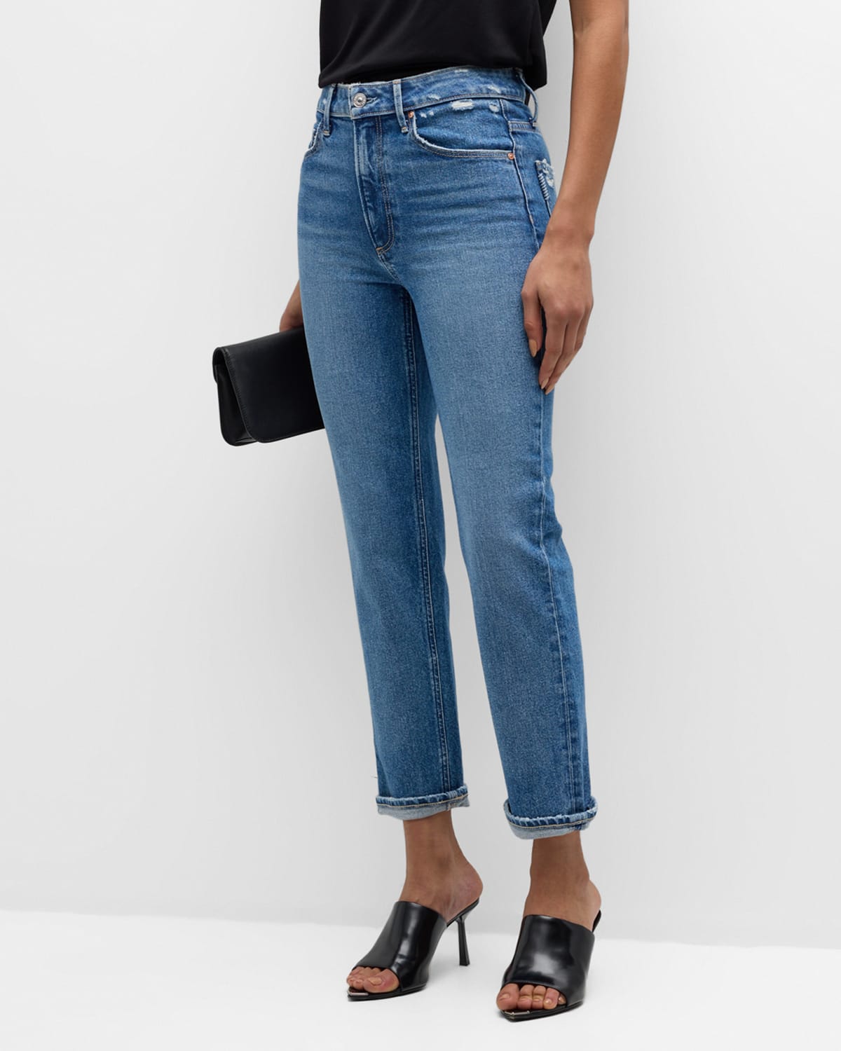 Shop Paige Brigitte High-rise Jeans With Cuff In Le Club