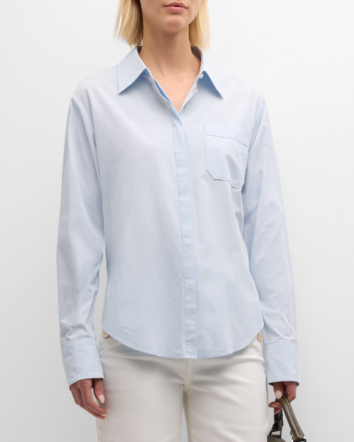 Shop Paige Christa Classic Shirt In Oxford Blue