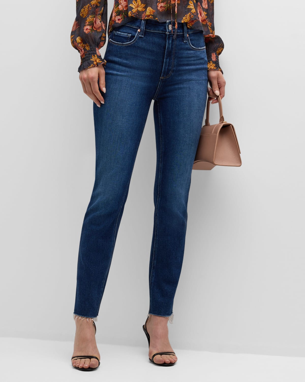 Shop Paige Cindy Straight Raw Hem Jeans In Foreign Film