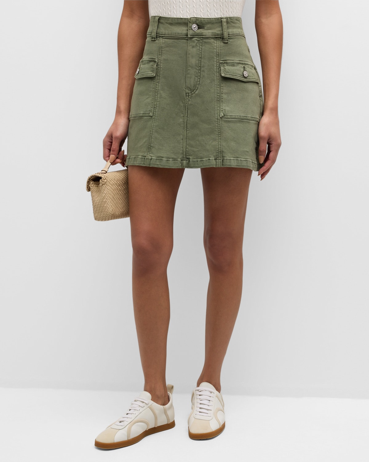 Shop Paige Jessie Cargo Mini Skirt In Vintage Ivy Green