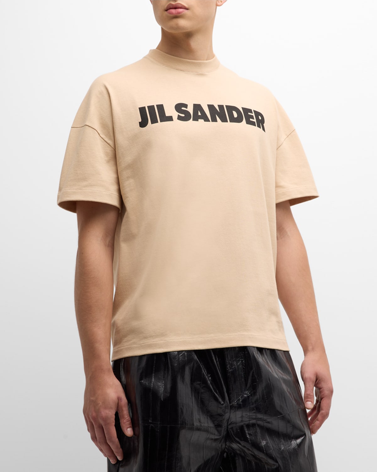 Shop Jil Sander Men's Short-sleeve Logo-print T-shirt In Dark Sand