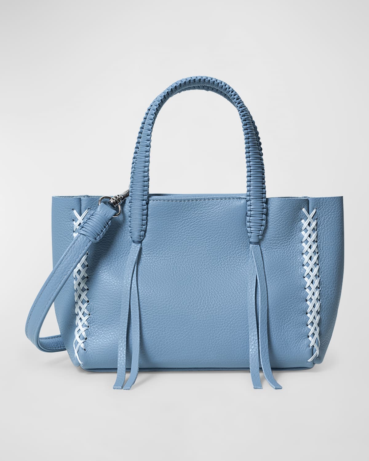 Callista Micro Grained Leather Tote Bag In Sky