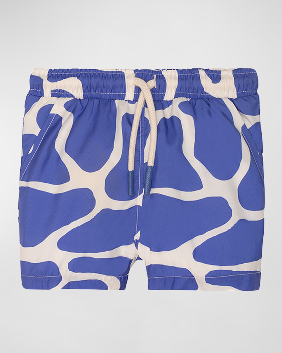Shop Mon Coeur Boy's Giraffe Swim Trunks In Natural Blue