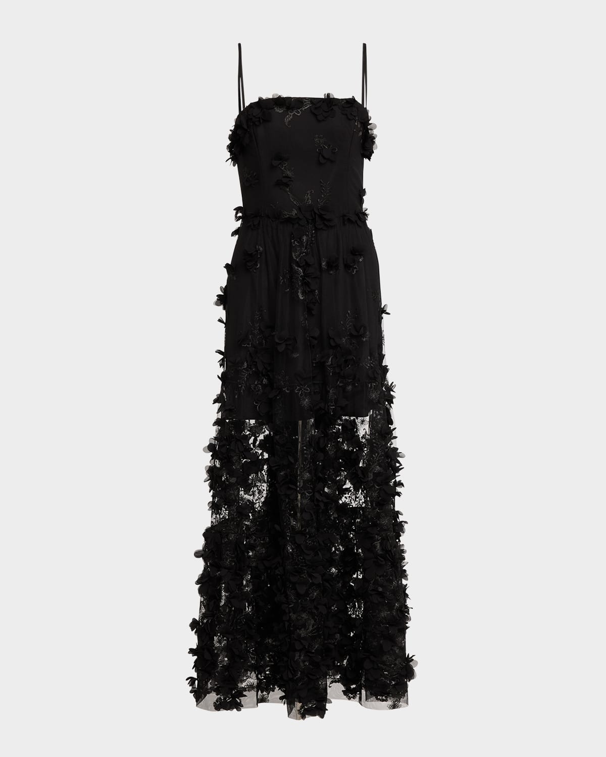 Audrey Embroidered Floral Applique Midi Dress