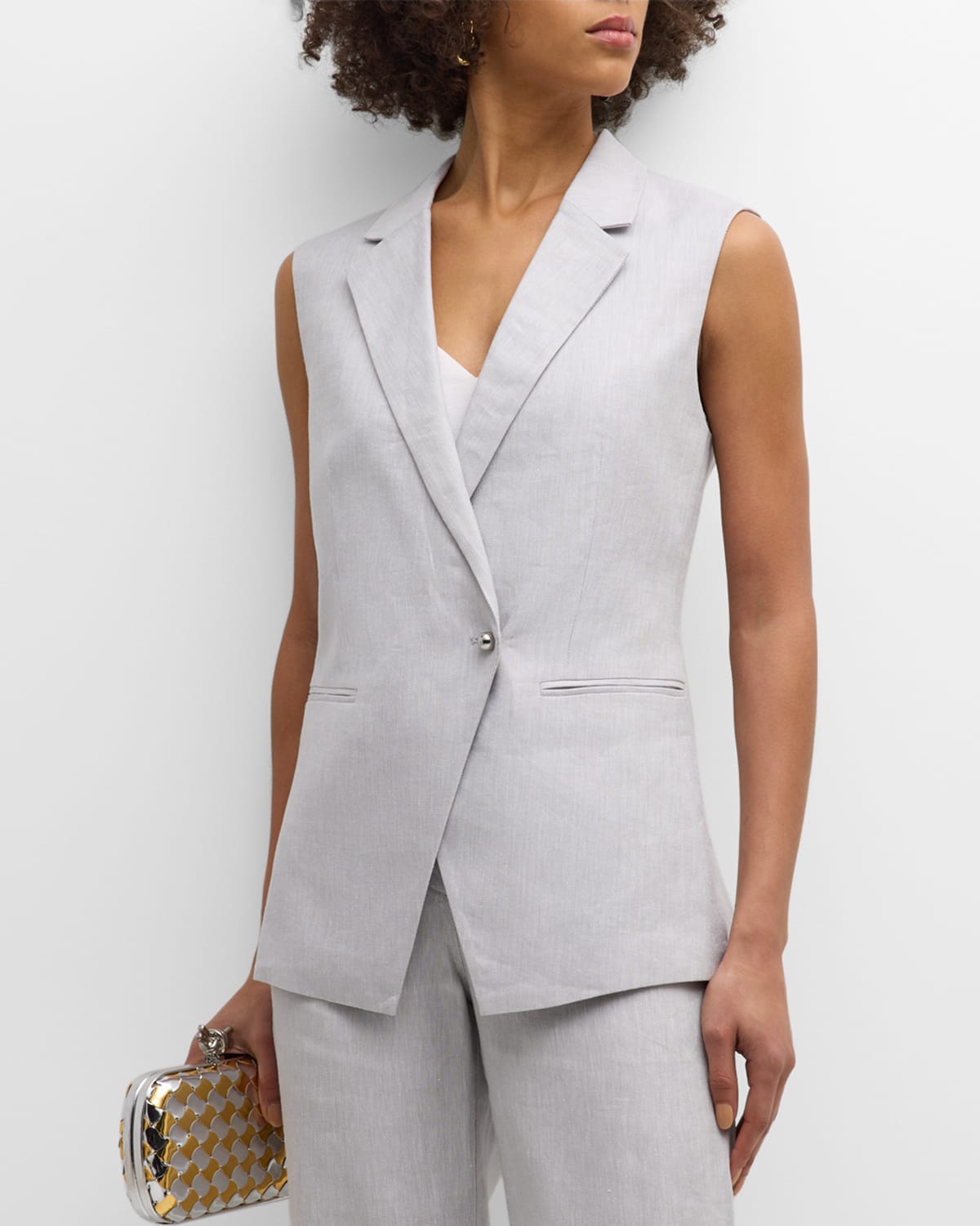 Shop Derek Lam 10 Crosby Taylor Longline Suiting Vest In Pale Grey