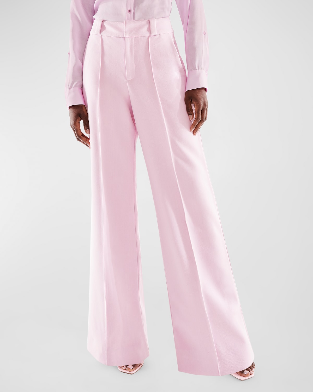 Shop As By Df Monica Mid-rise Straight-leg Twill Trousers In Cherry Blossom
