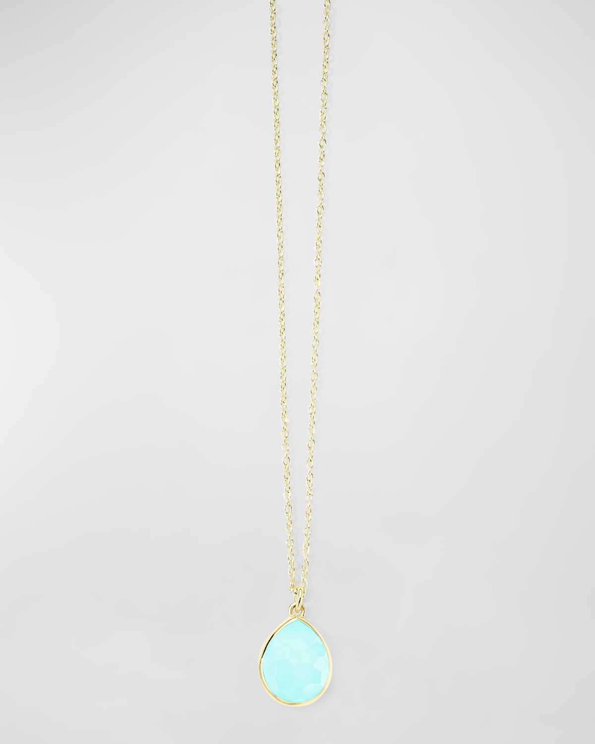 18K Gold Rock Candy Mini Teardrop Pendant Necklace in Turquoise Doublet, 16-18"L