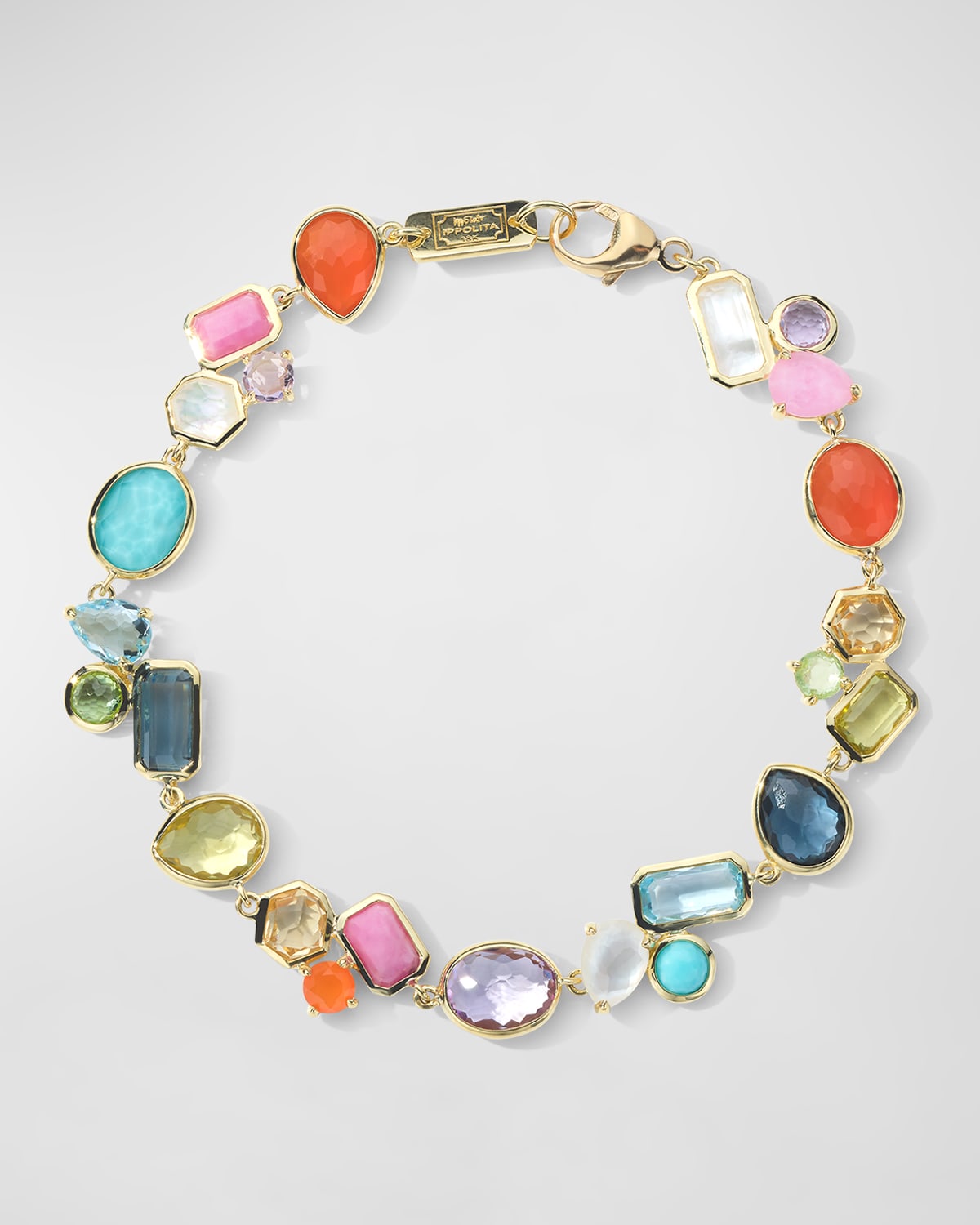 18K Rock Candy Stone Cluster Flexible Bracelet in Summer Rainbow