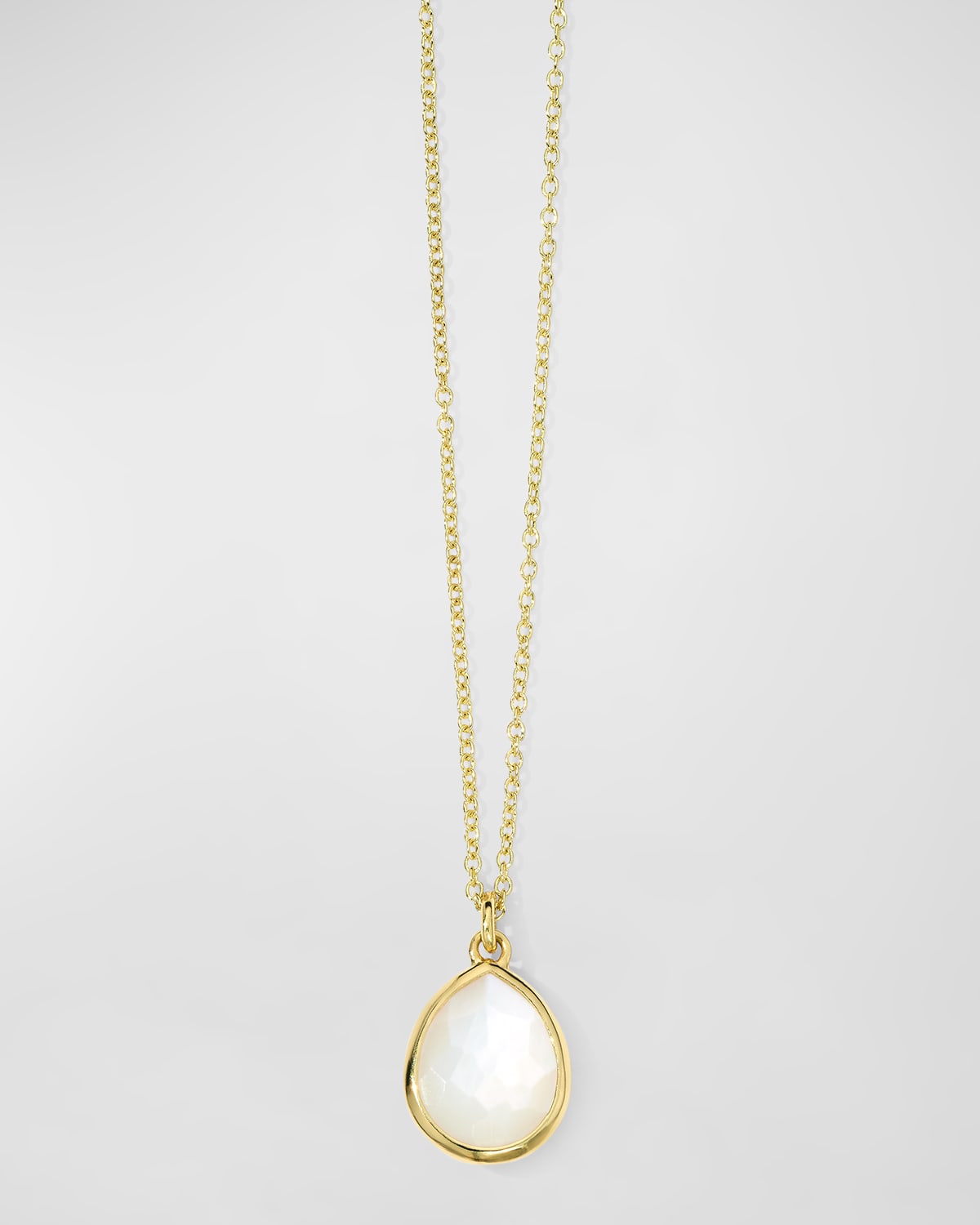 18K Gold Rock Candy Mini Teardrop Pendant Necklace in Mother-of-Pearl Doublet, 16-18"L