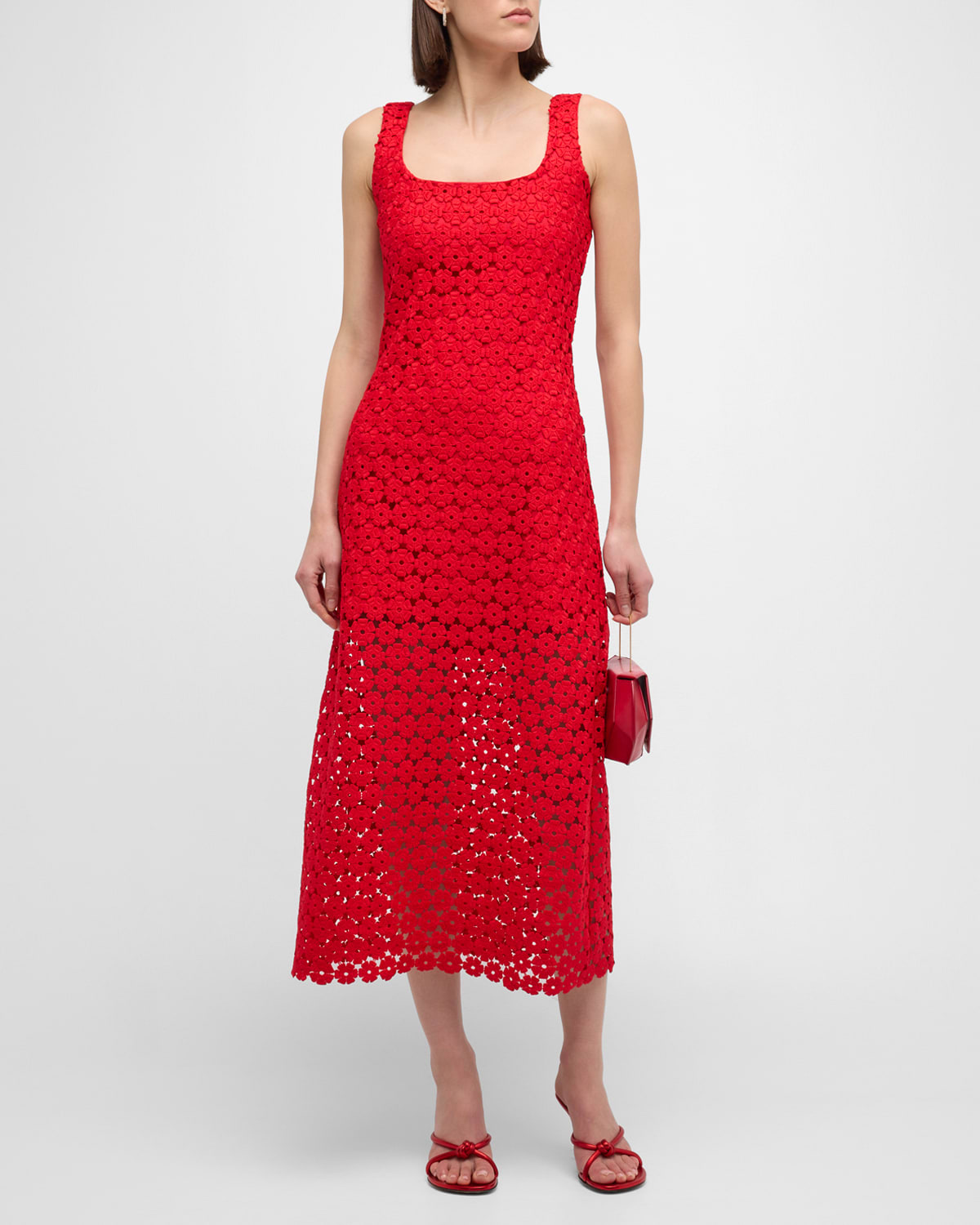 Shop Waimari Jill Flower Lace Maxi Dress In Radiant Red
