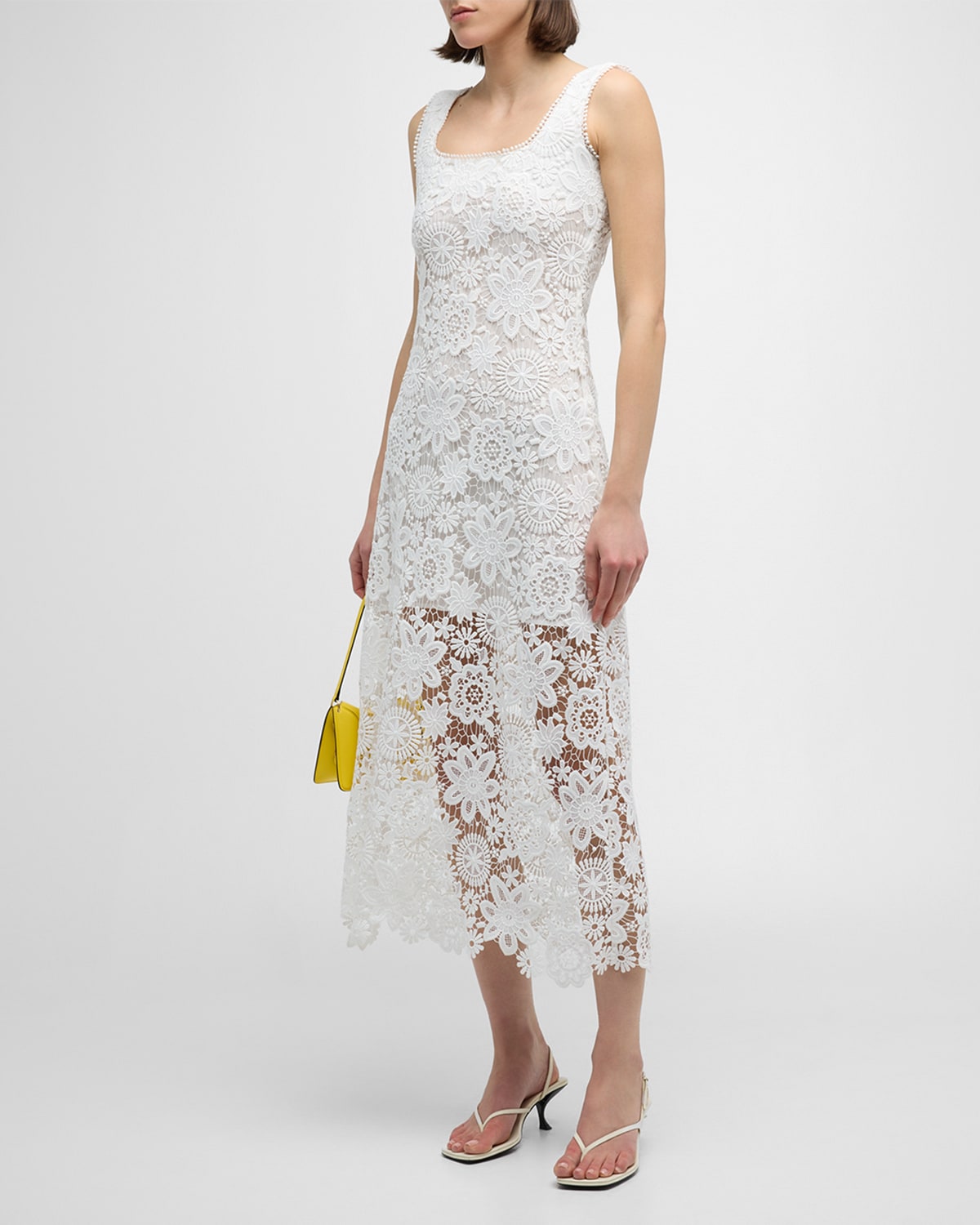 Shop Waimari Kim Floral Lace Midi Dress In White