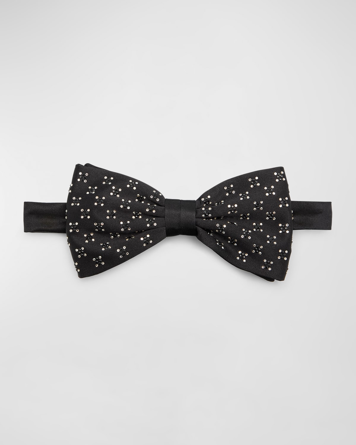 Stefano Ricci Men's Crystal-embellished Silk Bow Tie In Black