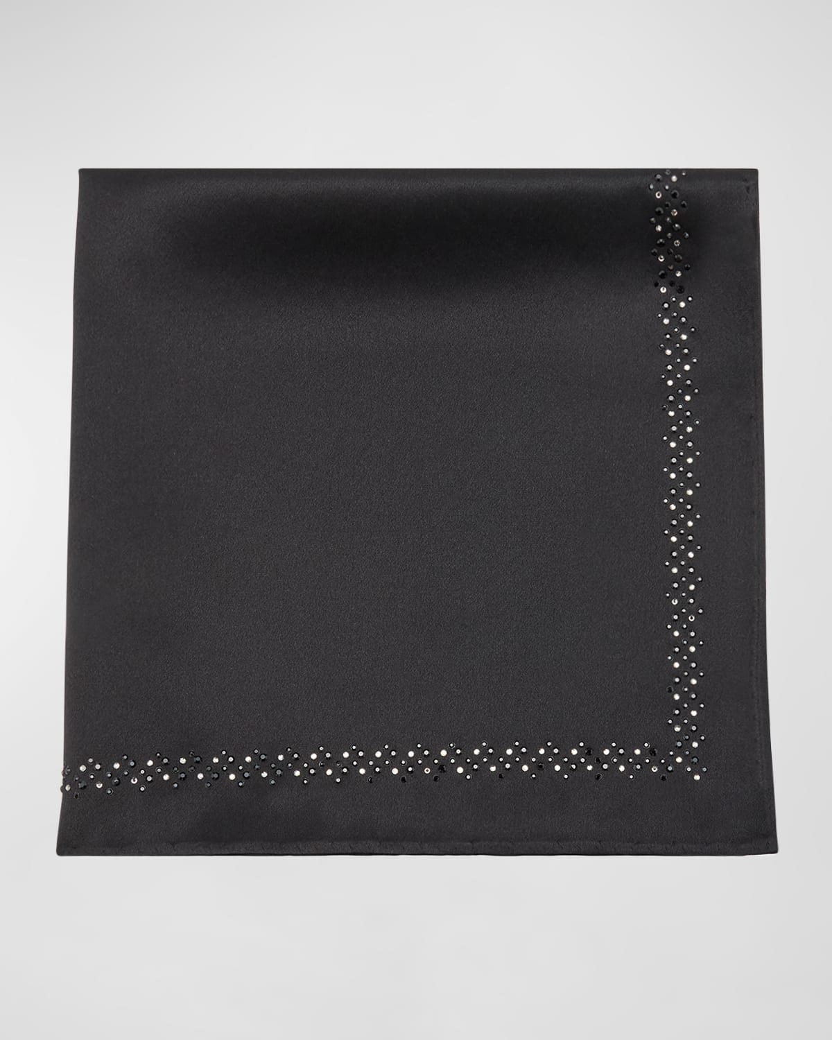 Stefano Ricci Men's Silk Crystal-trim Pocket Square In Black