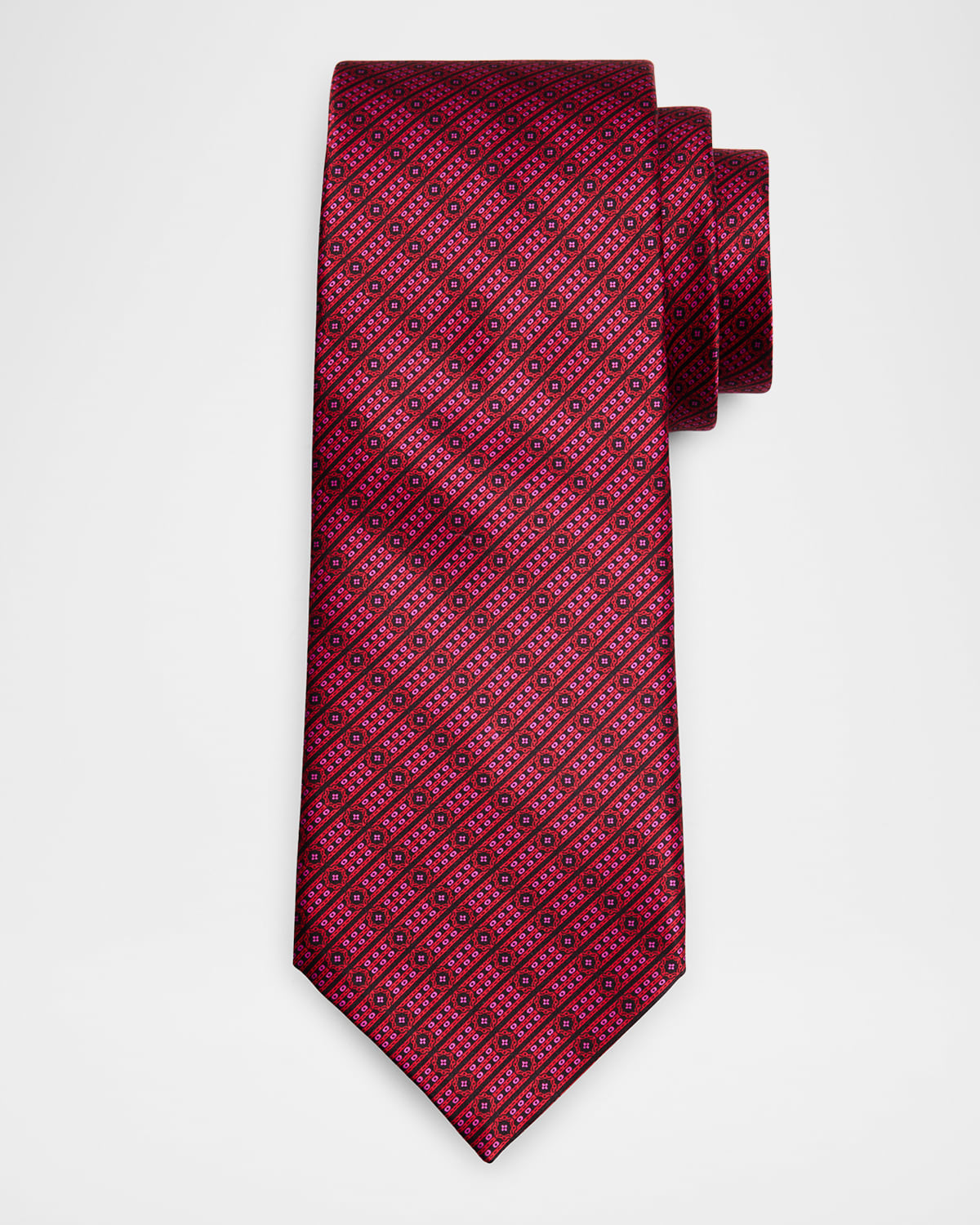 Men's Medallion Stripe Silk Tie