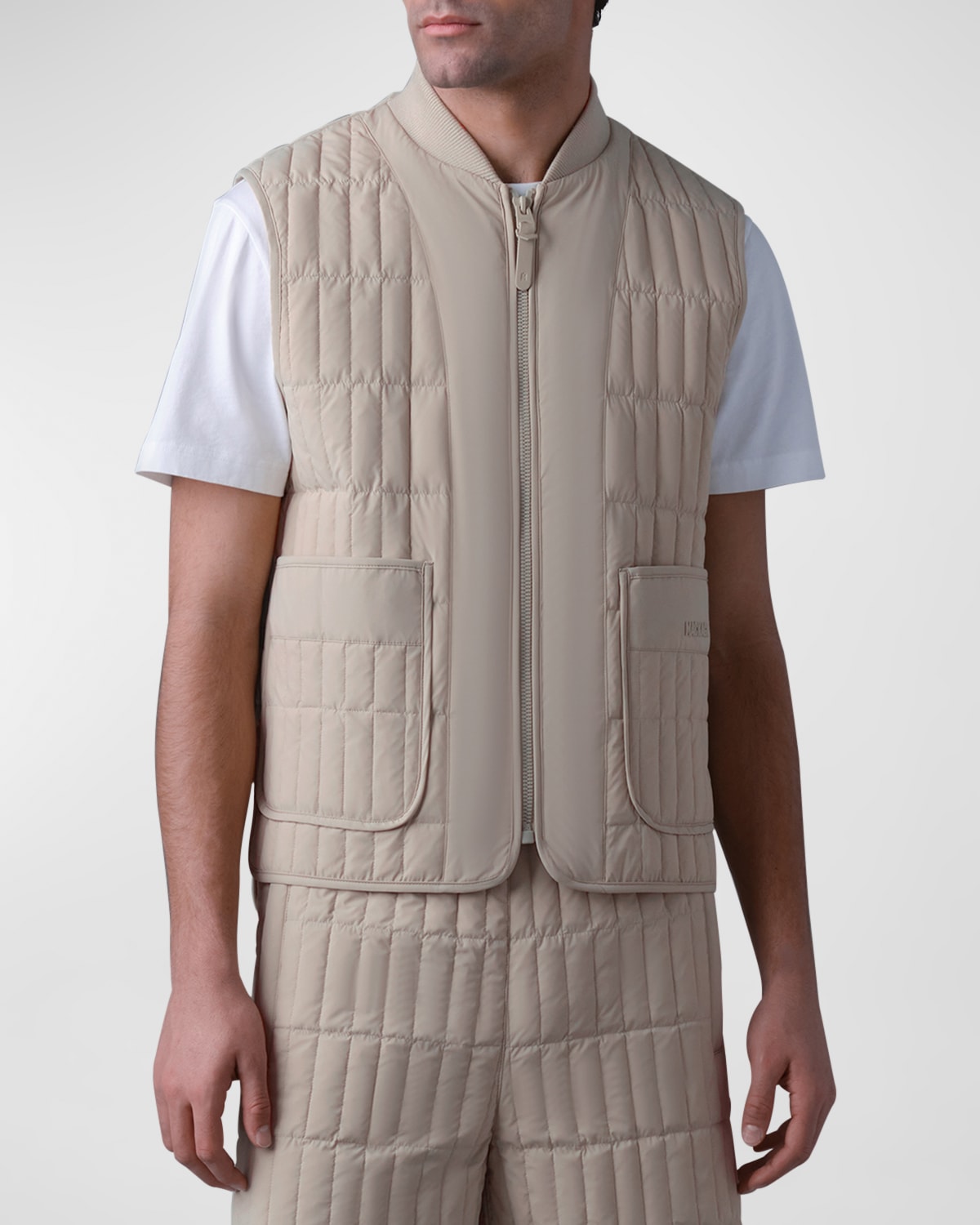 Shop Mackage Men's Levi Water-resistant Quilted Down Vest In Trench