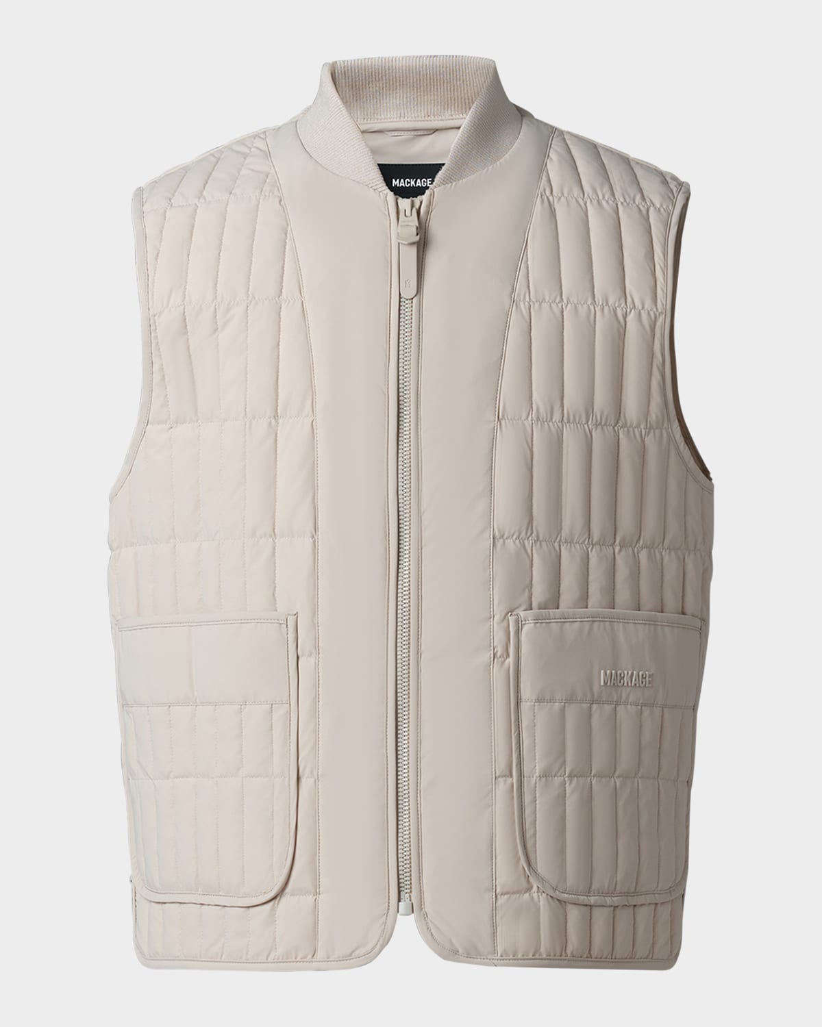 Shop Mackage Men's Levi Water-resistant Quilted Down Vest In Trench