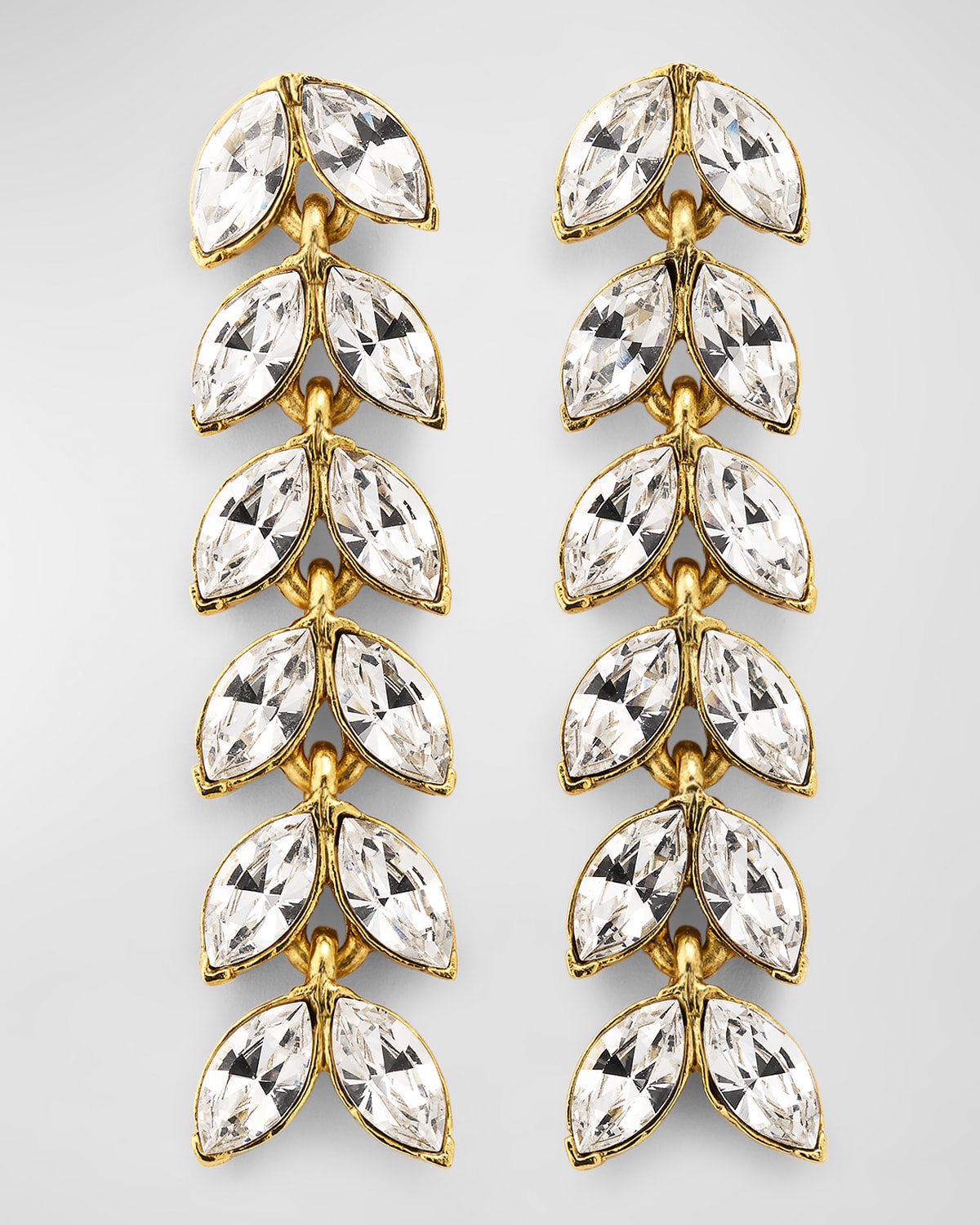 Oscar De La Renta Crystal Leaf Earrings In Gold