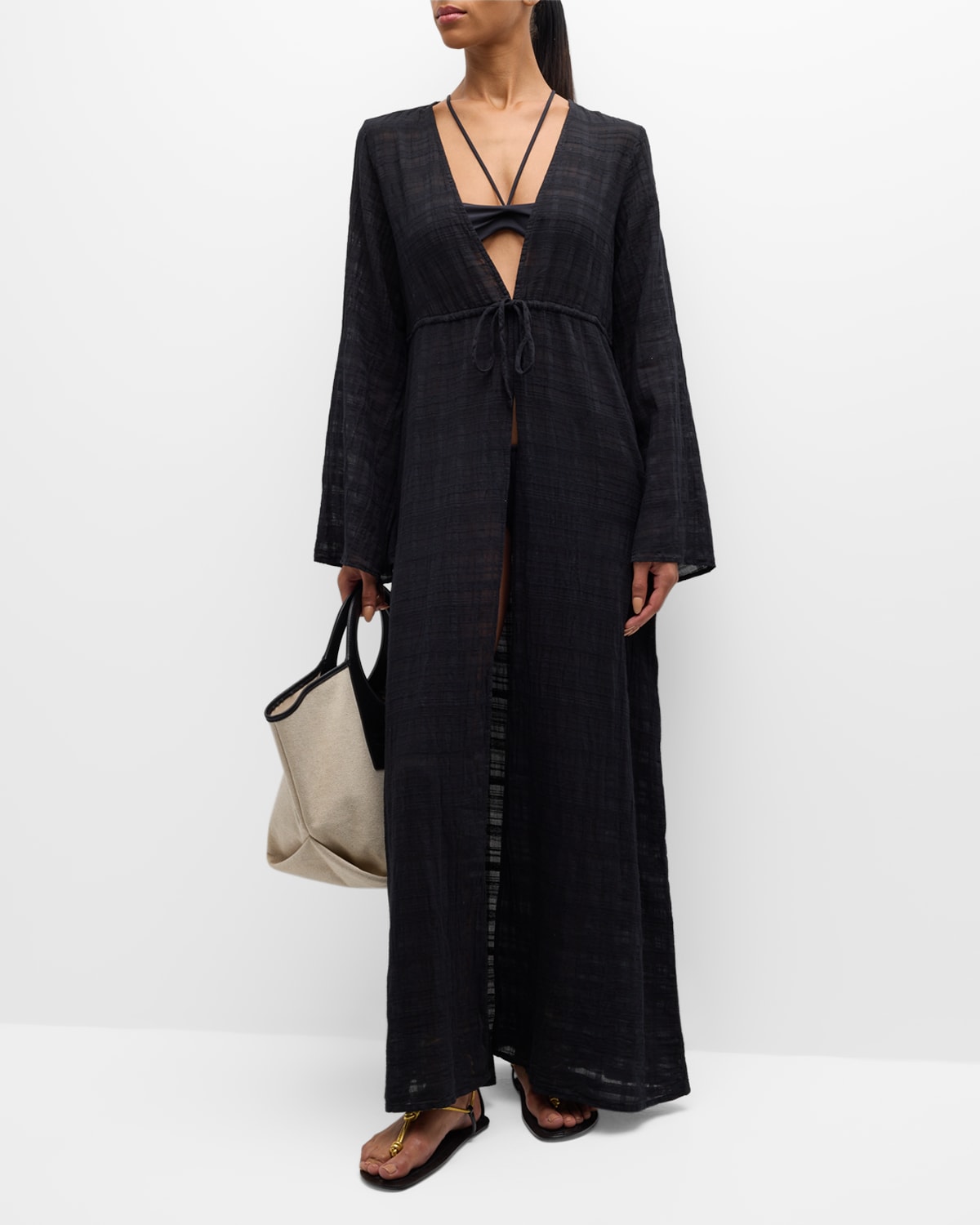 Shop Honorine Anabelle Gauze Maxi Coverup In Black