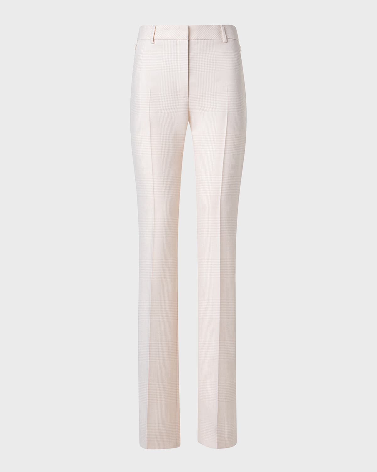 Akris Marilyn High-rise Check Bootcut-leg Crepe Pants In Creme