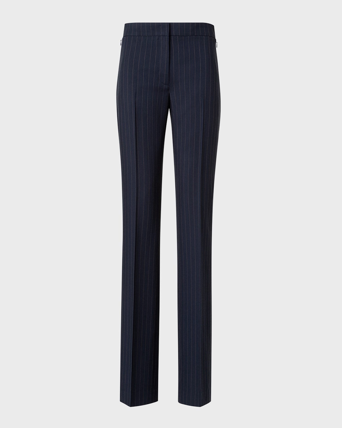 Shop Akris Carl Pinstripe Straight-leg Crepe Pants In Charcoal Grey