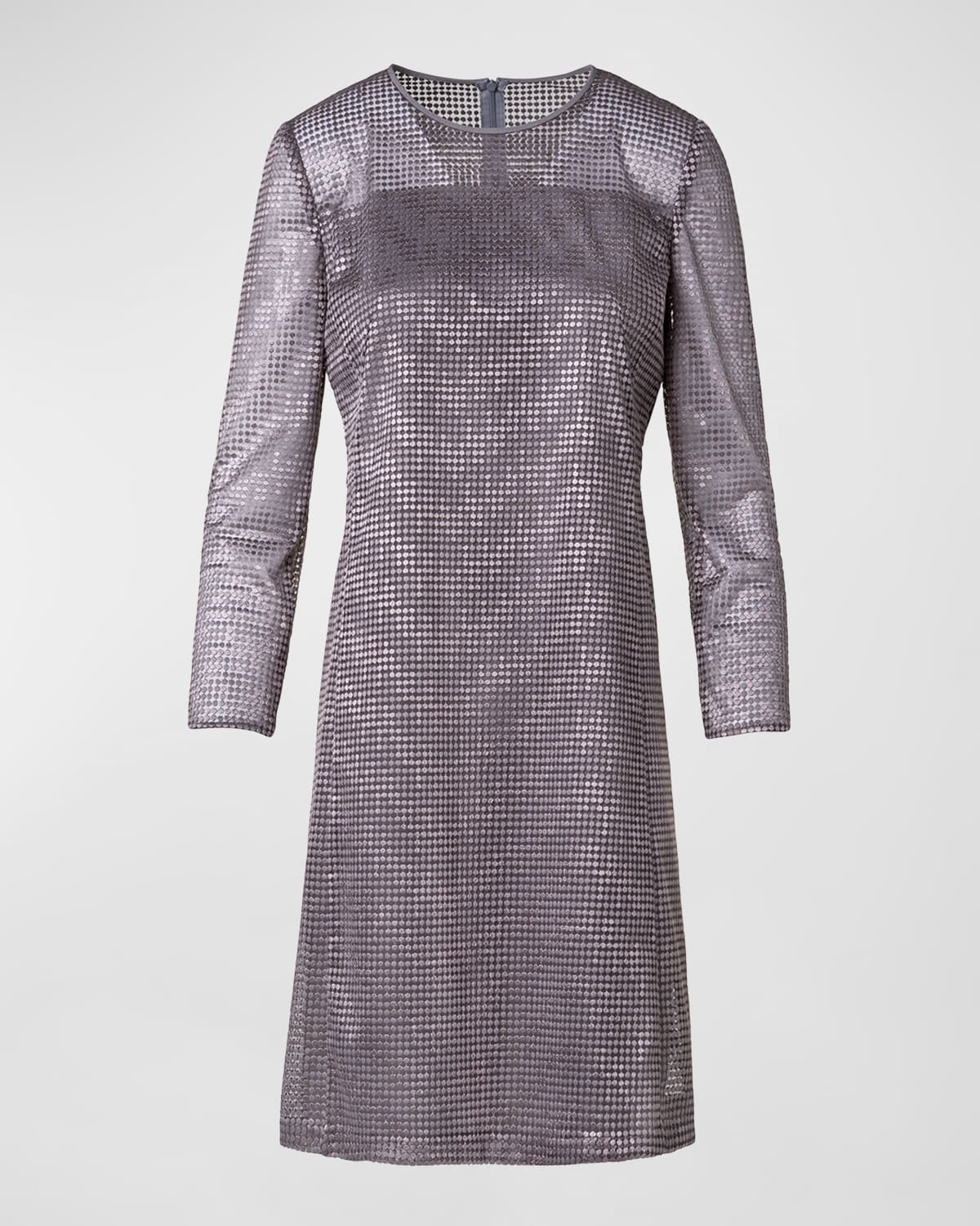 Akris Dot Embroidered Long-sleeve Mini Dress In Green