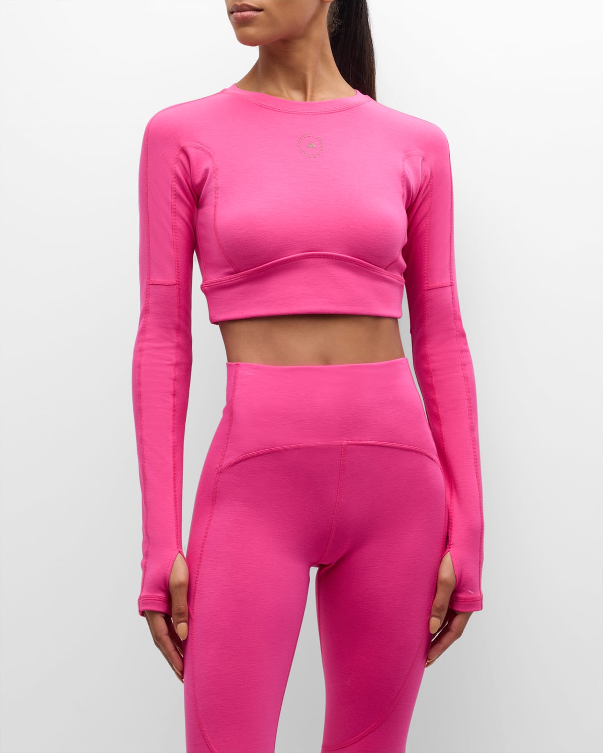 Shop Adidas By Stella Mccartney Truestrength Long-sleeve Yoga Crop Top In Reamag