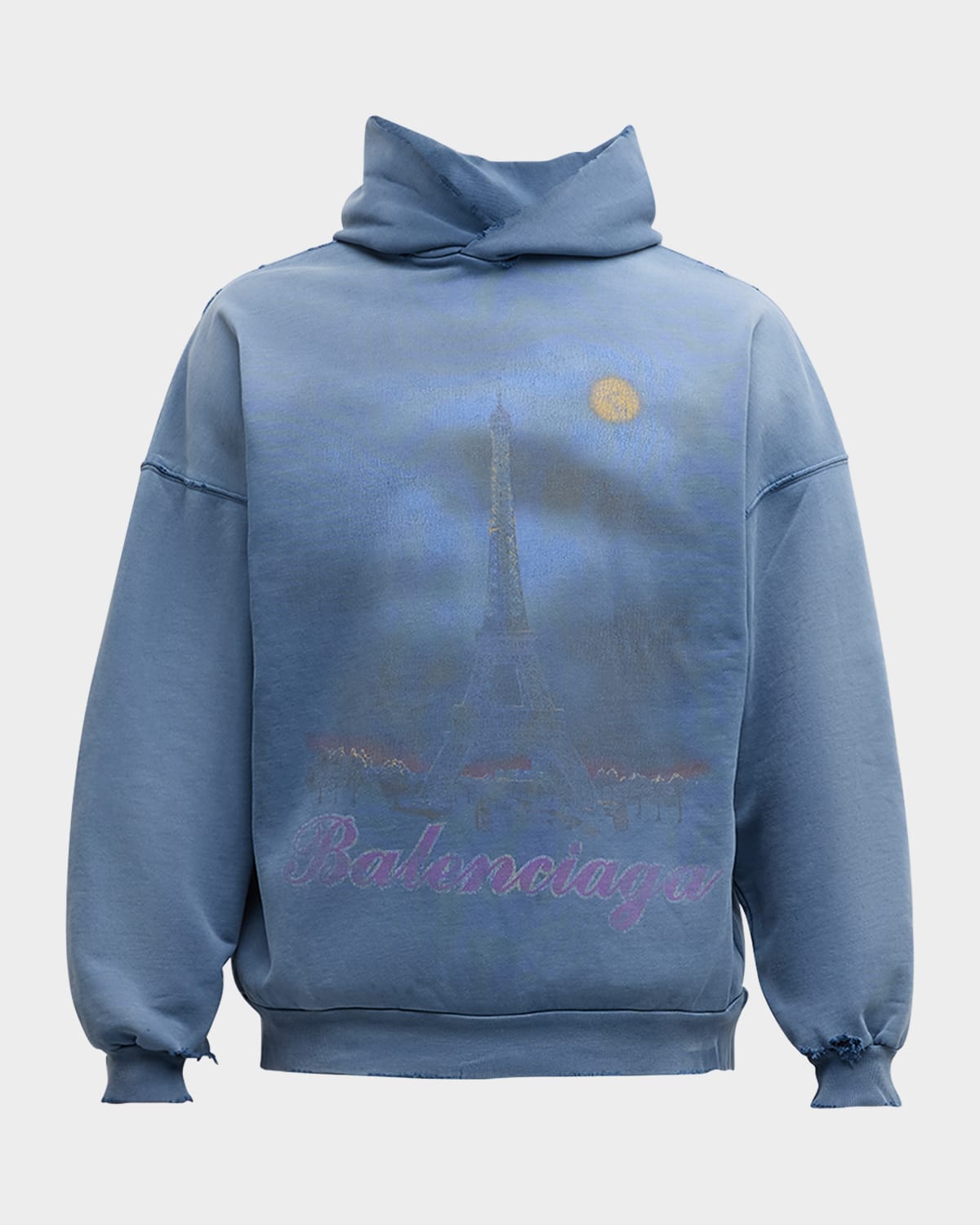 BALENCIAGA MEN'S PARIS MOON FADED HOODIE 