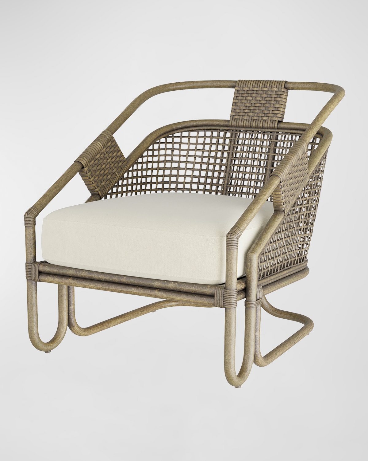 Shop Arteriors Begala Rattan Lounge Chair In Gray Wash, Bone