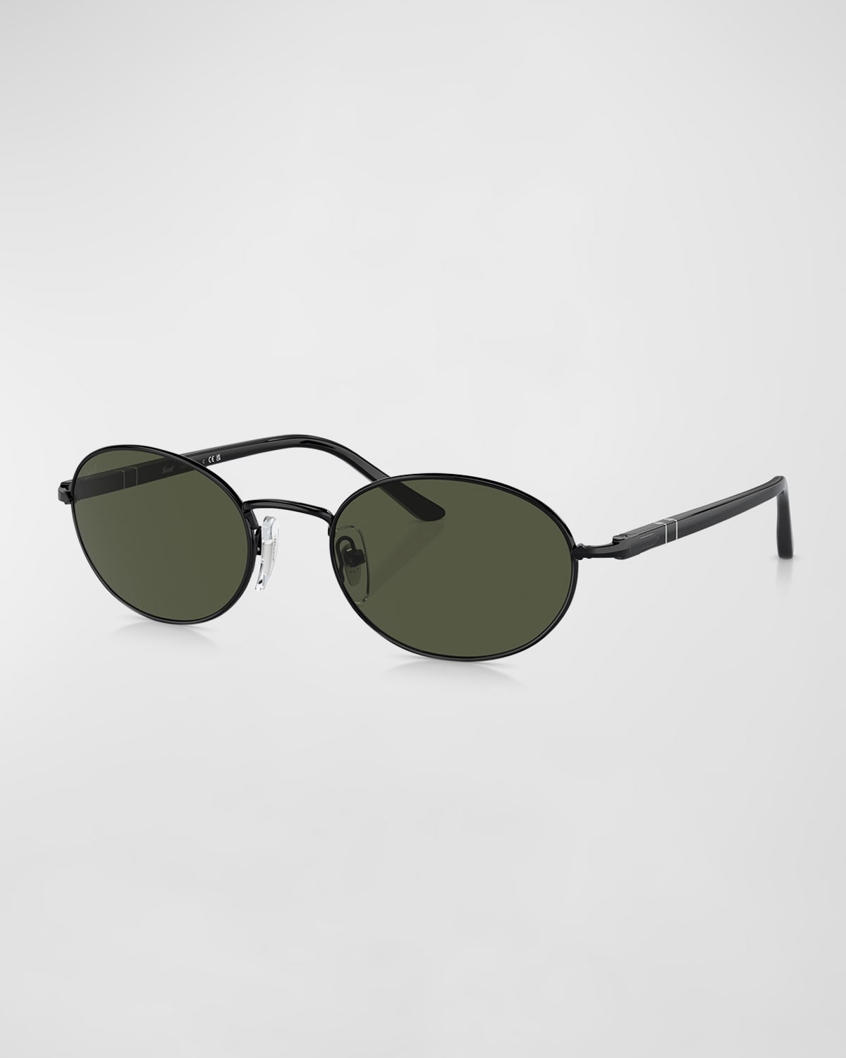 Persol Men's Metal Oval Sunglasses In Black