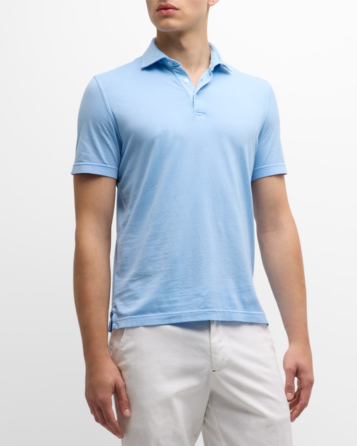 Shop Fedeli Men's Zero Cotton Jersey Frosted Polo Shirt In Slate