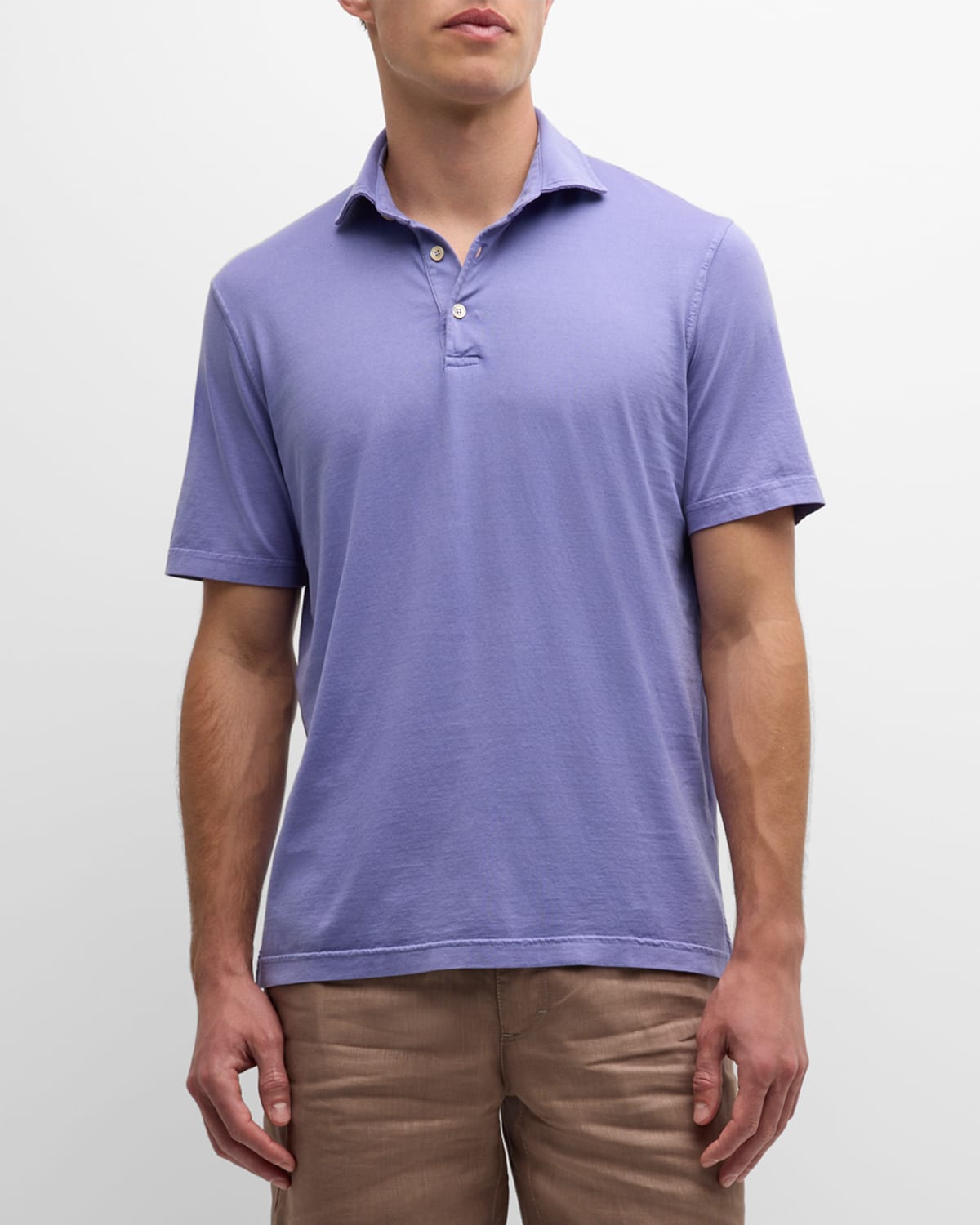 Shop Fedeli Men's Zero Cotton Jersey Frosted Polo Shirt In Purple