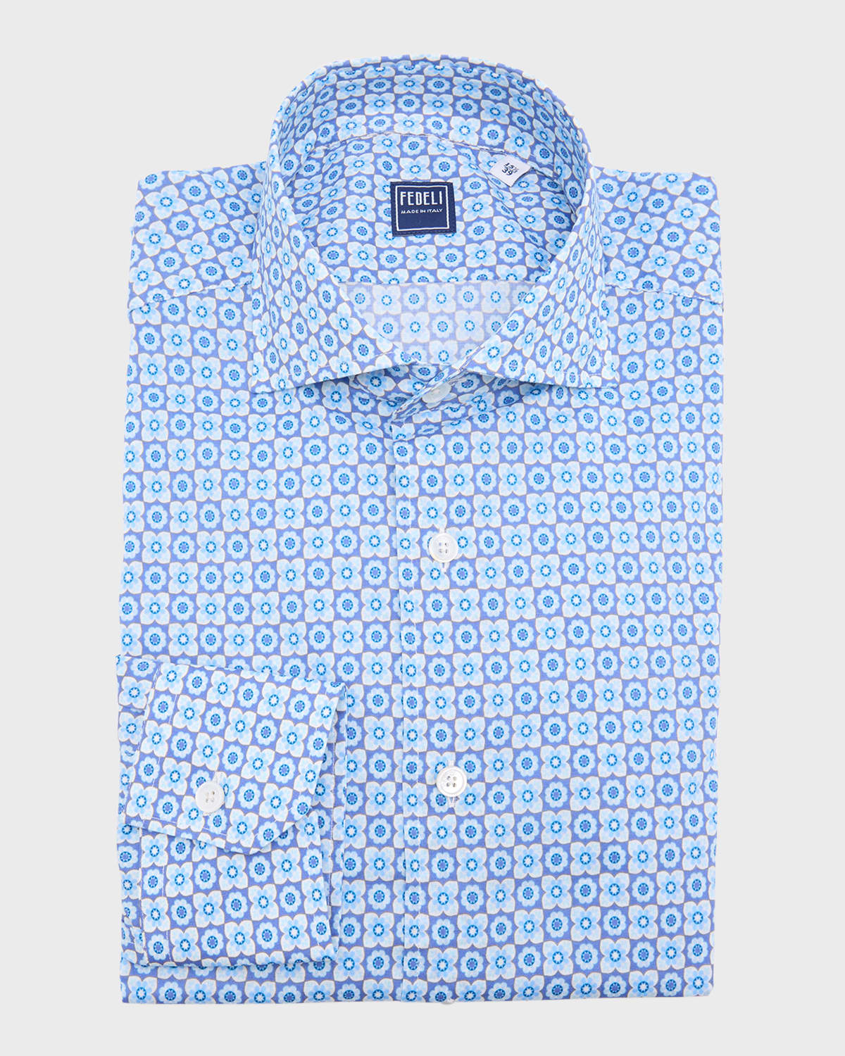 Shop Fedeli Men's Sean Geometric Floral Dress Shirt In Navy Blue