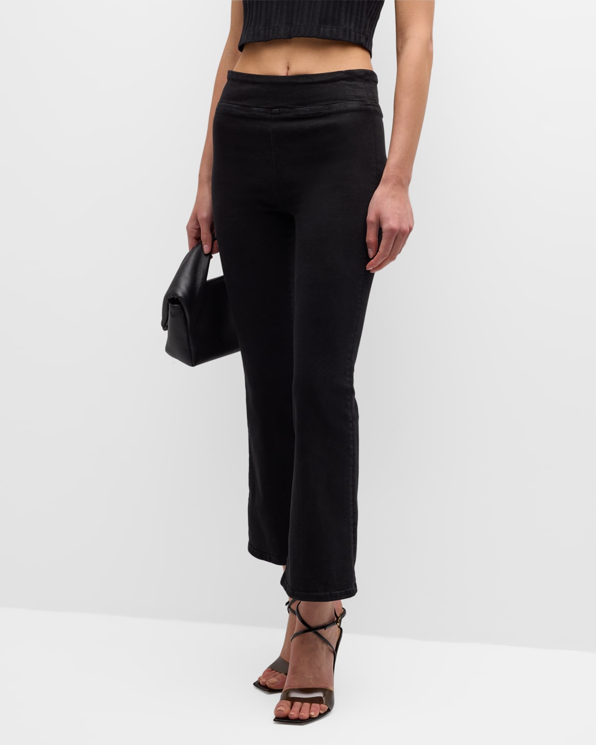 Frame The Jetset Crop Mini Bootcut Jeans In Black