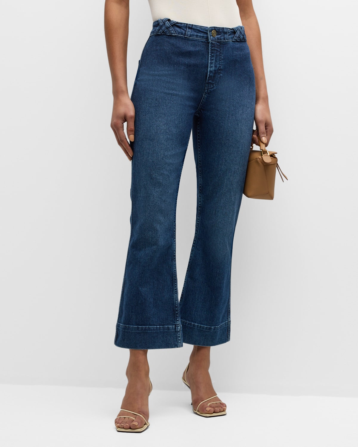 Shop Frame Braided Crop Mini Bootcut Jeans In Istanbul