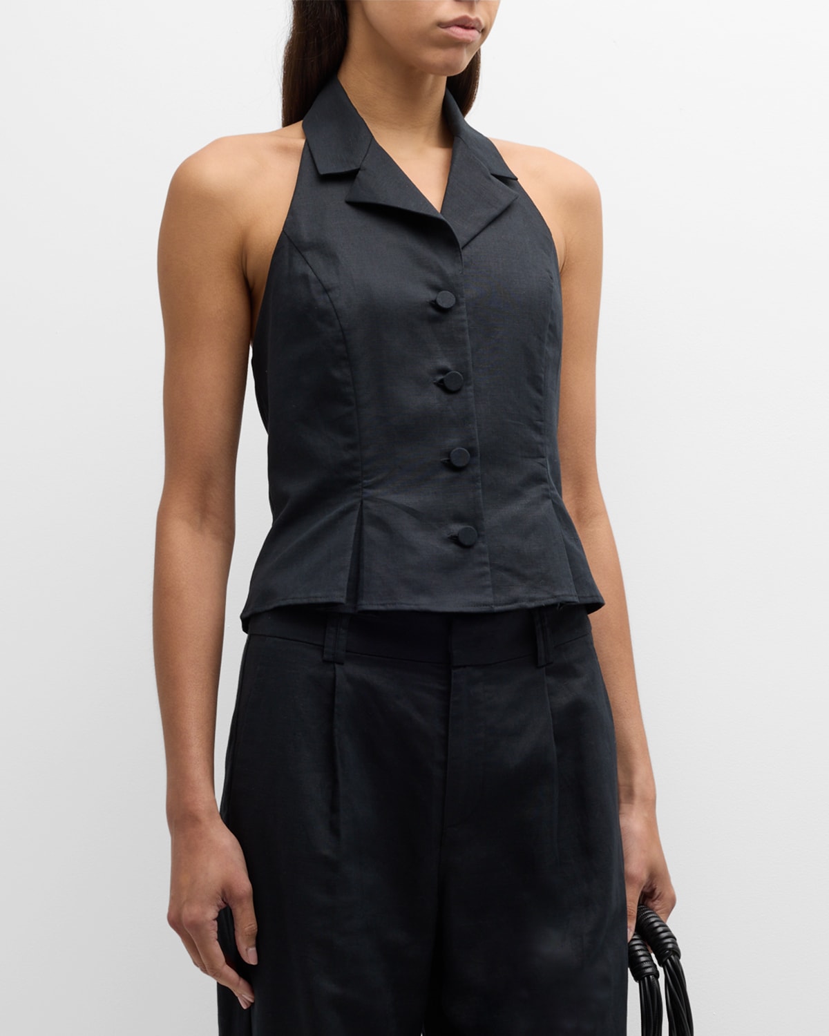 Shop Paige Adria Tailored Halter Vest Top In Black