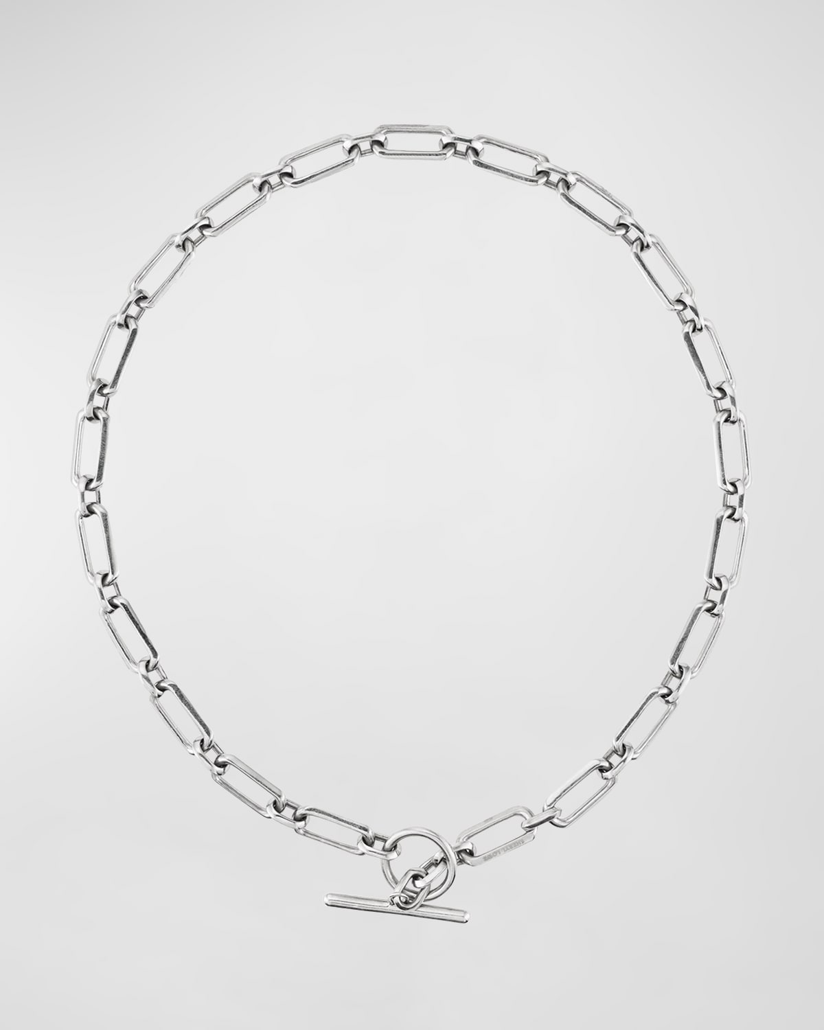 Shop Sheryl Lowe Medium Gwyneth Oval Link Toggle Necklace In Silver
