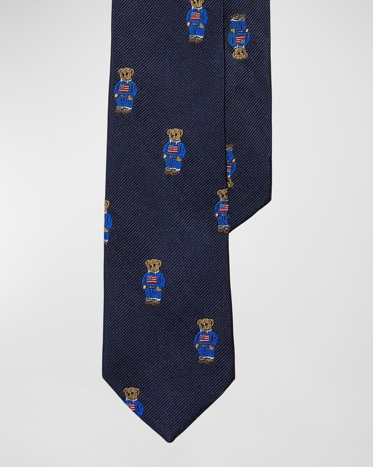 Shop Ralph Lauren Boy's Polo Bear American Flag Silk Tie In Navy