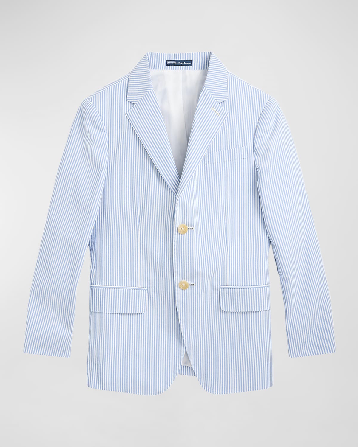 Shop Ralph Lauren Boy's Seersucker Tailored Sport Coat In Blue White